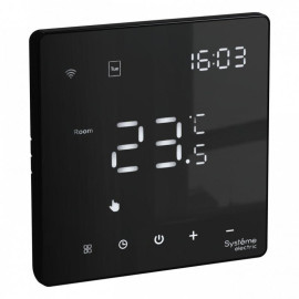 Термостат программируемый ArtGallery 16А с Wi-Fi для электрич. теплого пола моноблочный черн. SE GAL001038