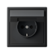 Розетка ArtGallery 16А IP20 с заземл. со шторками с крышкой быстрозажим. клем. механизм карбон SE GAL001046S