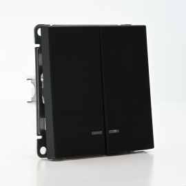 Выключатель 2-кл. ArtGallery (сх. 5а) 10AX с подсветкой механизм карбон SE GAL001053