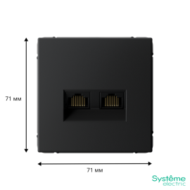Розетка компьютерная 2-м ArtGallery RJ45 + RJ45 кат.5E механизм карбон SE GAL001085