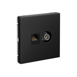 Розетка компьютерная + телевизионная 2-м СП ArtGallery RJ45 кат.5E + TV механизм карбон SE GAL001089