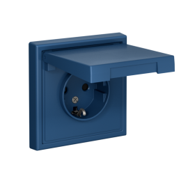 Розетка ArtGallery 16А IP20 с заземл. защ. шторки с крышкой механизм аквамарин SE GAL001146