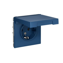 Розетка ArtGallery 16А IP20 с заземл. защ. шторки с крышкой механизм аквамарин SE GAL001146