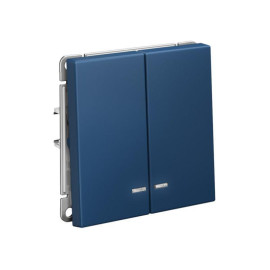 Выключатель 2-кл. ArtGallery (сх. 5а) 10AX с подсветкой механизм аквамарин SE GAL001153