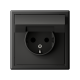 Розетка ArtGallery 16А IP20 с заземл. защ. шторки с крышкой механизм базальт SE GAL001446