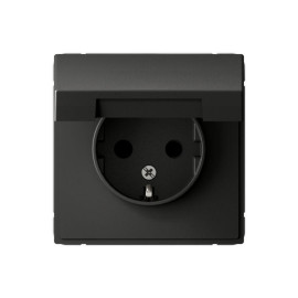Розетка ArtGallery 16А IP20 с заземл. защ. шторки с крышкой механизм базальт SE GAL001446