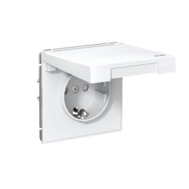 Розетка ArtGallery 16А IP44 с заземл. со шторками с крышкой быстрозажим. клем. механизм бел. SE GAL440146S