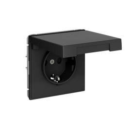 Розетка ArtGallery 16А IP44 с заземл. со шторками с крышкой быстрозажим. клем. механизм карбон SE GAL441046S
