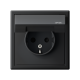 Розетка ArtGallery 16А IP44 с заземл. защ. шторки с крышкой механизм карбон SE GAL441046