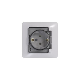 Розетка 1-м СП Glossa 16А IP44 с заземл. защ. шторки с крышкой в сборе бел. SE GSL000148