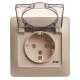 Розетка 1-м СП Glossa 16А IP44 с заземл. защ. шторки с крышкой в сборе беж. SE GSL000248