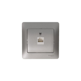 Розетка компьютерная 1-м Glossa RJ45 кат.5E механизм платина SE GSL001281K