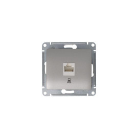 Розетка компьютерная 1-м Glossa RJ45 кат.5E механизм платина SE GSL001281K