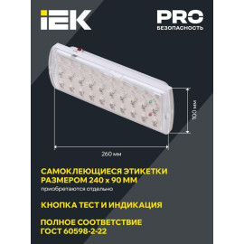 Светильник светодиодный ДПА 2101 30LED IP20 4ч аварийный аккум. IEK LDPA0-2101-30-K01