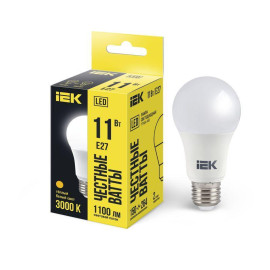 Лампа светодиодная A60 11Вт грушевидная 3000К тепл. бел. E27 990лм 230-240В IEK LLE-A60-11-230-30-E27