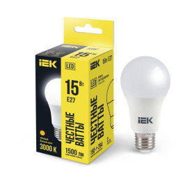 Лампа светодиодная A60 15Вт грушевидная 230В 3000К E27 IEK LLE-A60-15-230-30-E27