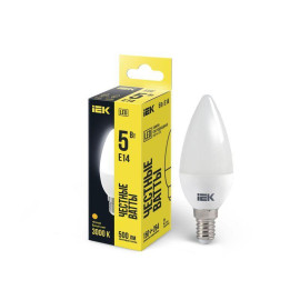 Лампа светодиодная C35 5Вт свеча 3000К тепл. бел. E14 450лм 230-240В IEK LLE-C35-5-230-30-E14