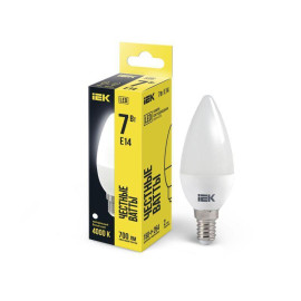 Лампа светодиодная 7Вт C35 свеча 4000К нейтр. бел. E14 230В IEK LLE-C35-7-230-40-E14