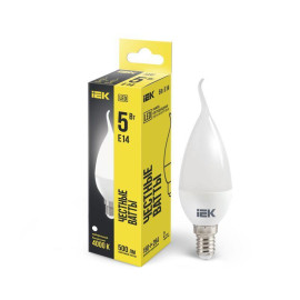 Лампа светодиодная 5Вт CB35 свеча на ветру 4000К нейтр. бел. E14 450лм 230-240В IEK LLE-CB35-5-230-40-E14