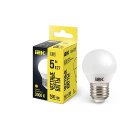 Лампа светодиодная G45 5Вт шар 3000К тепл. бел. E27 450лм 230-240В IEK LLE-G45-5-230-30-E27