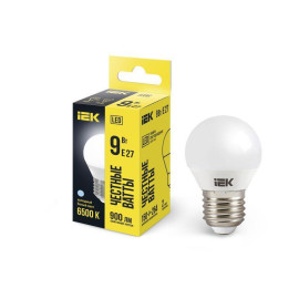 Лампа светодиодная G45 9Вт шар 6500К E27 230В IEK LLE-G45-9-230-65-E27
