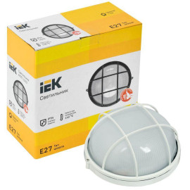 Светильник НПП 1102 100Вт E27 IP54 бел. круг с решеткой IEK LNPP0-1102-1-100-K01