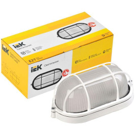 Светильник НПП 1402 60Вт E27 IP54 бел. овал с решеткой IEK LNPP0-1402-1-060-K01