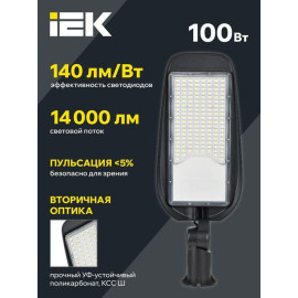 Светильник светодиодный ДКУ 1014-100Ш PRO 5000К IP65 уличный консольный IEK LT-DKU1-1014-100-50-K02