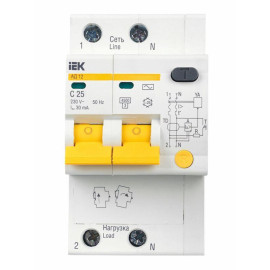 Выключатель автоматический дифференциального тока 2п C 25А 30мА тип AC 4.5кА АД-12 KARAT IEK MAD10-2-025-C-030