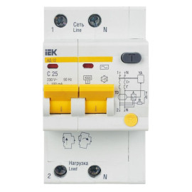 Выключатель автоматический дифференциального тока 2п C 25А 100мА тип AC 4.5кА АД-12 KARAT IEK MAD10-2-025-C-100