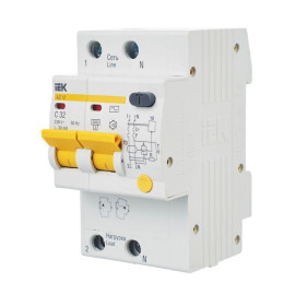 Выключатель автоматический дифференциального тока 2п C 32А 30мА тип AC 4.5кА АД-12 KARAT IEK MAD10-2-032-C-030