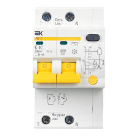 Выключатель автоматический дифференциального тока 2п C 40А 30мА тип AC 4.5кА АД-12 KARAT IEK MAD10-2-040-C-030