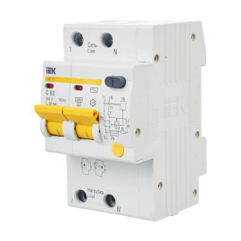 Выключатель автоматический дифференциального тока 2п C 63А 30мА тип AC 4.5кА АД-12 KARAT IEK MAD10-2-063-C-030