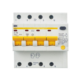 Выключатель автоматический дифференциального тока 4п C 16А 30мА тип AC 4.5кА АД-14 KARAT IEK MAD10-4-016-C-030