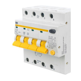 Выключатель автоматический дифференциального тока 4п C 25А 30мА тип AC 4.5кА АД-14 KARAT IEK MAD10-4-025-C-030