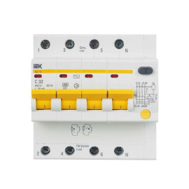 Выключатель автоматический дифференциального тока 4п C 32А 30мА тип AC 4.5кА АД-14 KARAT IEK MAD10-4-032-C-030
