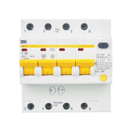 Выключатель автоматический дифференциального тока 4п C 40А 30мА тип AC 4.5кА АД-14 KARAT IEK MAD10-4-040-C-030