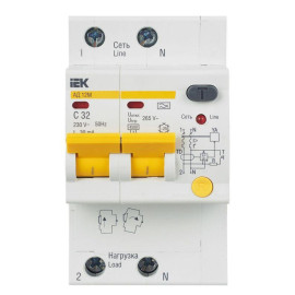 Выключатель автоматический дифференциального тока 2п C 32А 30мА тип A 4.5кА АД-12М KARAT IEK MAD12-2-032-C-030