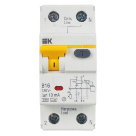 Выключатель автоматический дифференциального тока 2п (1P+N) B 16А 10мА тип A 6кА АВДТ-32 KARAT IEK MAD22-5-016-B-10