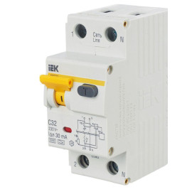 Выключатель автоматический дифференциального тока 2п (1P+N) C 32А 30мА тип A 6кА АВДТ-32 KARAT IEK MAD22-5-032-C-30