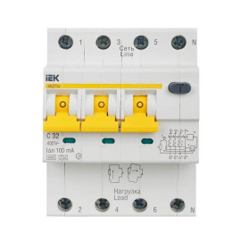 Выключатель автоматический дифференциального тока 4п (3P+N) C 32А 100мА тип A 6кА АВДТ-34 KARAT IEK MAD22-6-032-C-100