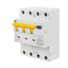 Выключатель автоматический дифференциального тока 4п (3P+N) C 32А 100мА тип A 6кА АВДТ-34 KARAT IEK MAD22-6-032-C-100