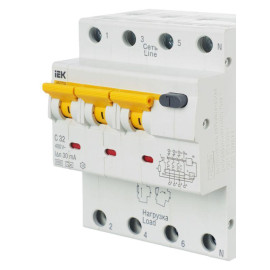 Выключатель автоматический дифференциального тока 4п (3P+N) C 32А 30мА тип A 6кА АВДТ-34 KARAT IEK MAD22-6-032-C-30