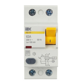 Выключатель дифференциального тока (УЗО) 2п 63А 100мА тип AC ВД1-63 KARAT IEK MDV10-2-063-100
