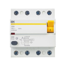 Выключатель дифференциального тока (УЗО) 4п 50А 30мА тип AC ВД1-63 KARAT IEK MDV10-4-050-030