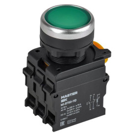 Кнопка d22мм 1НО+1НЗ MASTER с подсветкой зел. IEK MI-BT60-11D-3-12-K06