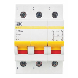 Выключатель нагрузки (мини-рубильник) 3п 100А ВН-32 KARAT IEK MNV10-3-100