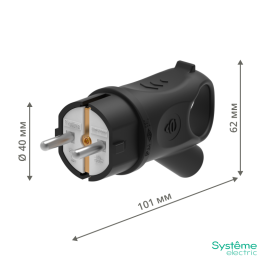 Вилка угловая MultiSet 16А 250В IP44 с заземл. каучук черн. SE MST1102BK