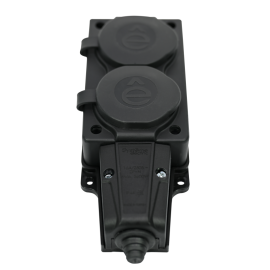 Колодка удлинителя 2-м MultiSet 16А 250В IP44 с заземл. каучук черн. SE MST4102BK