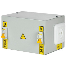 Ящик с понижающим трансформатором ЯТП 0.25 230/36В (2 авт. выкл.) 36 УХЛ4 IP30 IEK MTT12-036-0250